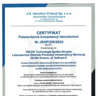 Potwierdzenie kompetencji laboratorium Hamilton