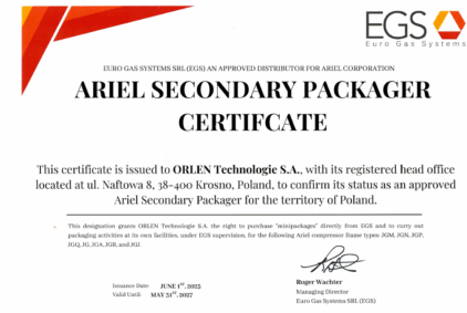 ORLEN Technologie S.A. uzyskała status „Ariel Secondary Packager”