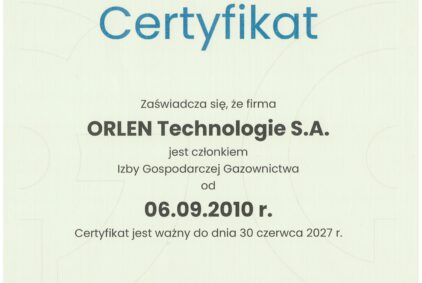 Orlen Technologie S.A. w strukturach Izby Gospodarczej Gazownictwa