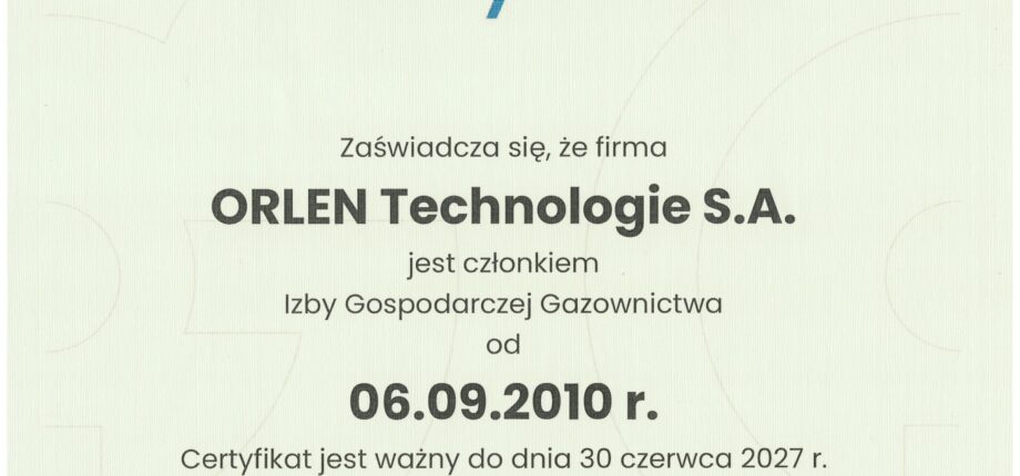 Orlen Technologie S.A. w strukturach Izby Gospodarczej Gazownictwa
